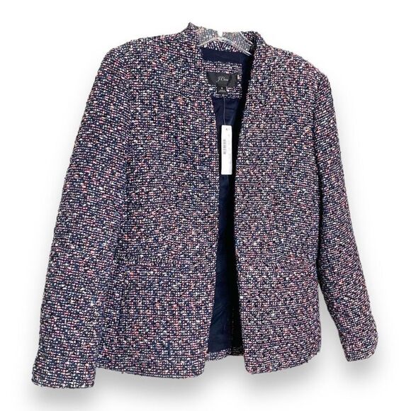 J. Crew Going Out Blazer in Pink Blue White Black Confetti Tweed Women’s Size 6 - Picture 7 of 15